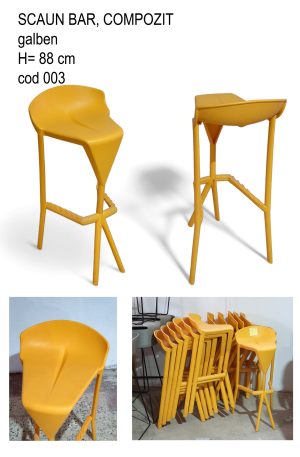 Scaun bar compozit galben