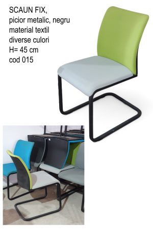 Scaun fix, material textil picior metalic negru in S