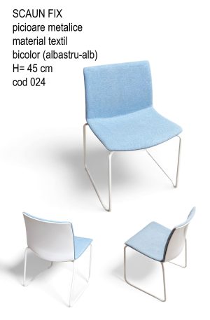 Scaun fix material textil cu suport metalic alb