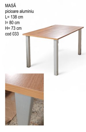 Masa bucatarie culoare alun cu picioare din aluminiu