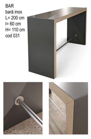 Bar culoare petrol, cu suport inox