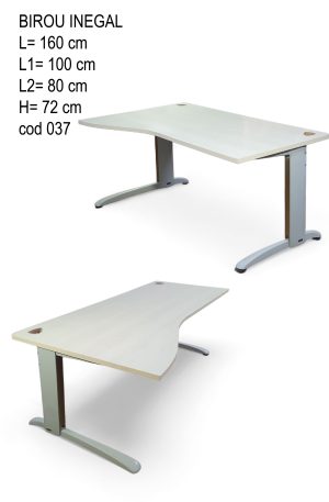 Birou inegal bej cu picioare asimetrice metalice