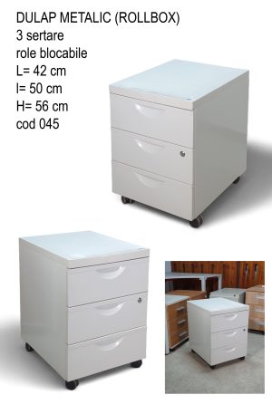 Rolbox metalic cu trei sertare alb