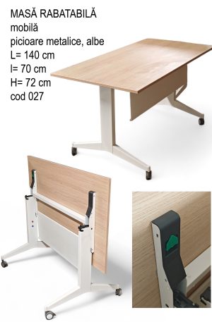 Masa rabatabilă pe role blocabile